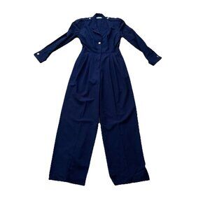 Alexander Julian Women’s Medium Jumpsuit Navy Blue Military Style 80’s Vintage